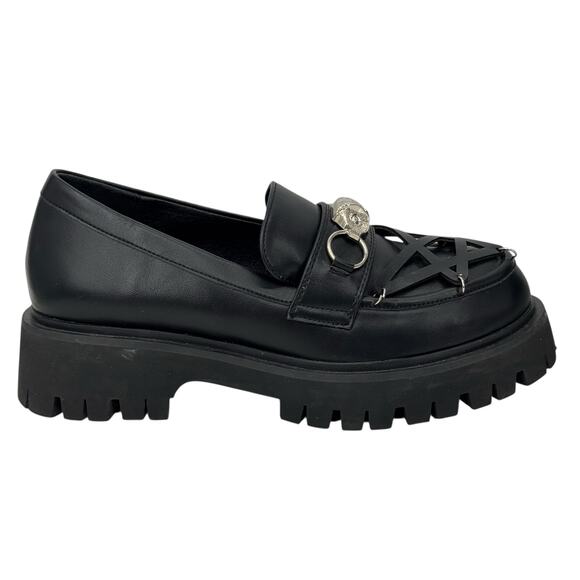 Koi Dolls Kill Silent Dusk Owl Pentagram Chunky Loafers 7 Women's Gothic Vegan - Picture 2 of 12